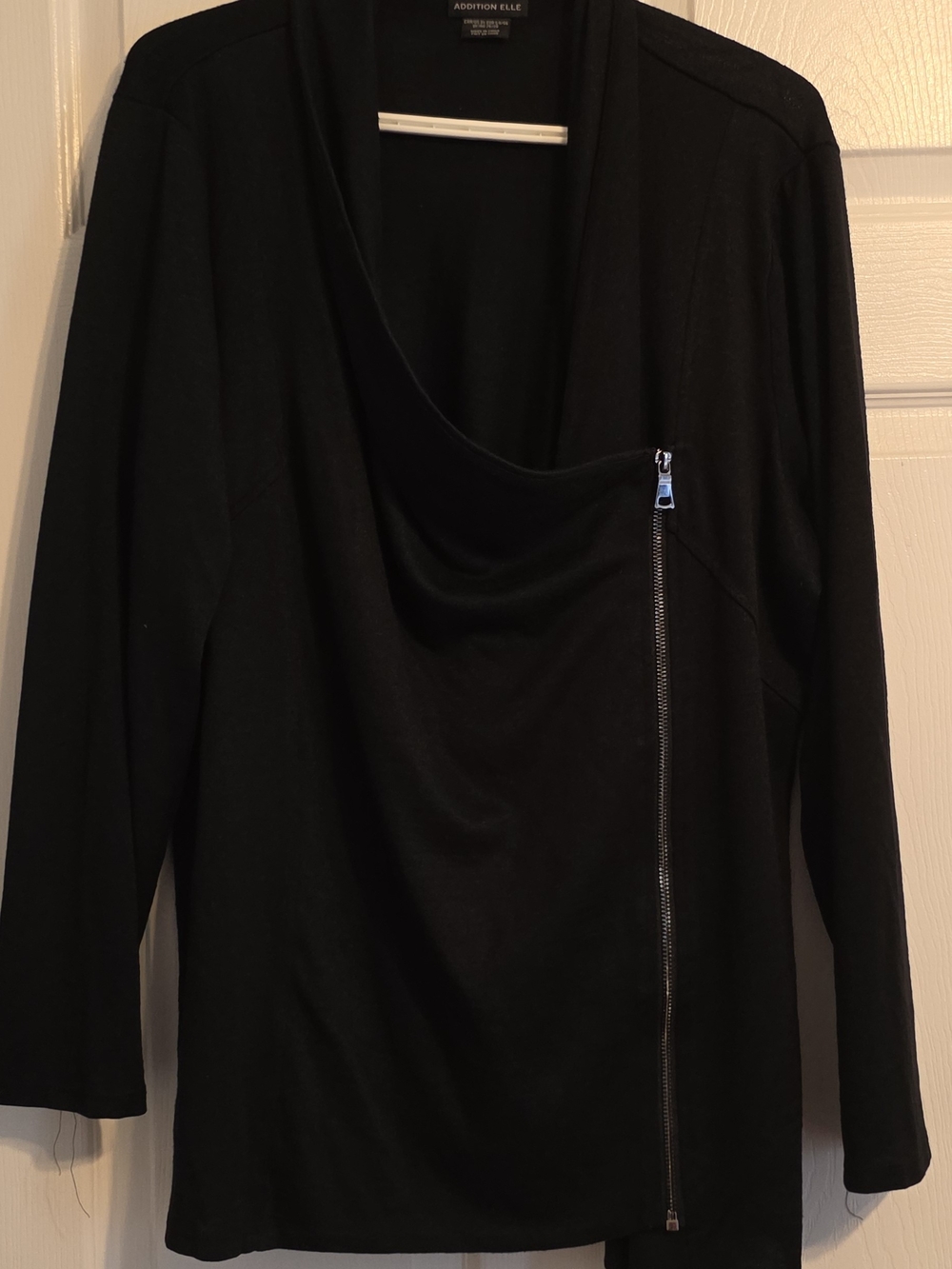Addition Elle Black Asymmetrical Zip Front Women’s Sweater